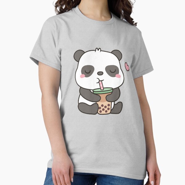 Vista previa del artículo con la obra «Lindo pequeño panda disfrutando del té Boba», diseñado y vendido por rustydoodle.