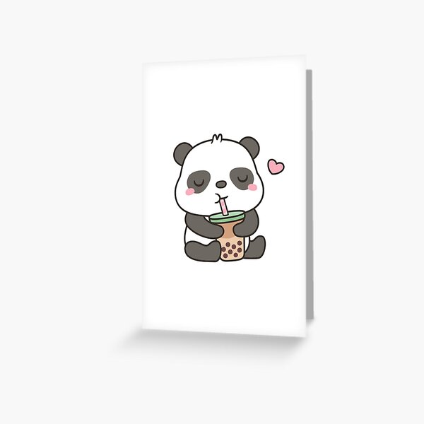 Item preview, Cute Little Panda Enjoying Boba Tea designed and sold by rustydoodle.