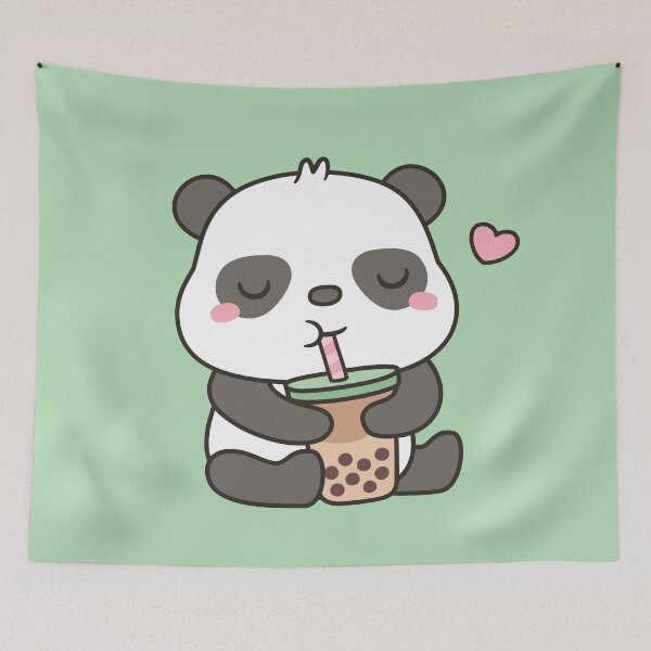 Item preview, Cute Little Panda Enjoying Boba Tea designed and sold by rustydoodle.