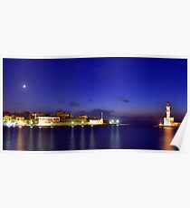 The old harbor and the lighthouse. Poster