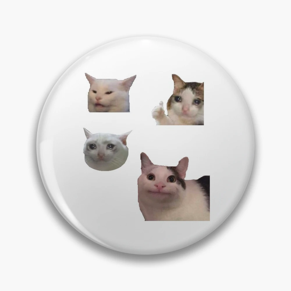 Cute Cat Soft Button Pins Sad and Cool Meme Pack Printed Icon