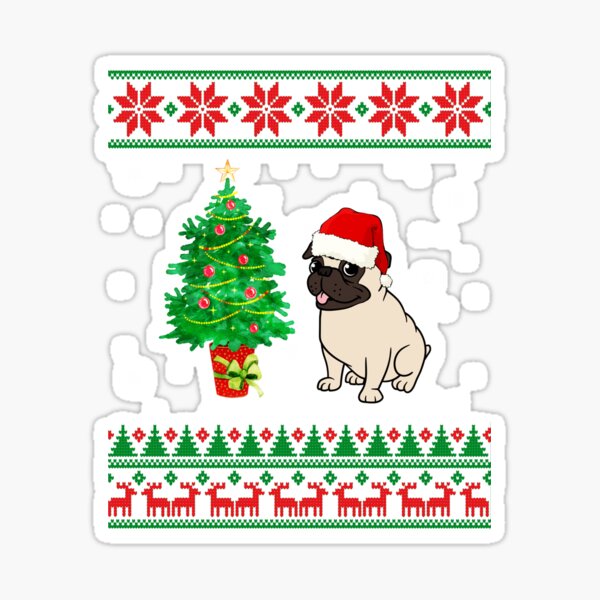 4in1 Pug Dog In Santa Hat Ornament In Christmas Sticker - Temu