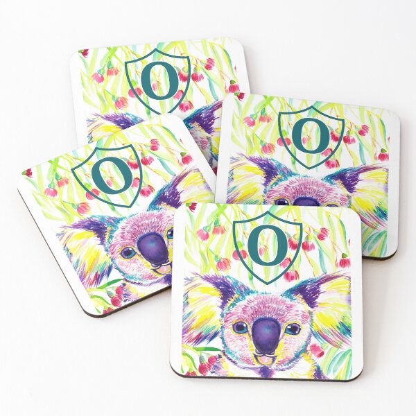 Item preview, Letter O Personalized Rainbow koala in blooming eucalyptus tree designed and sold by orangerinka.