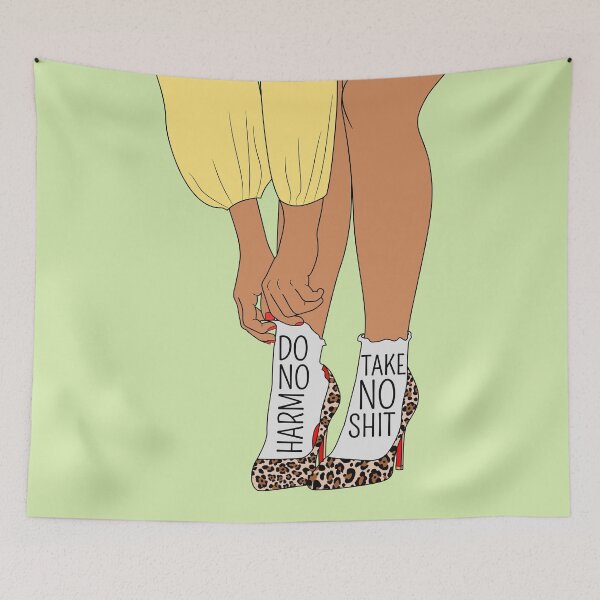 Item preview, Sassy Self Fashionista With Quote Do No Harm Take No Shit designed and sold by Miss Tea Positive.