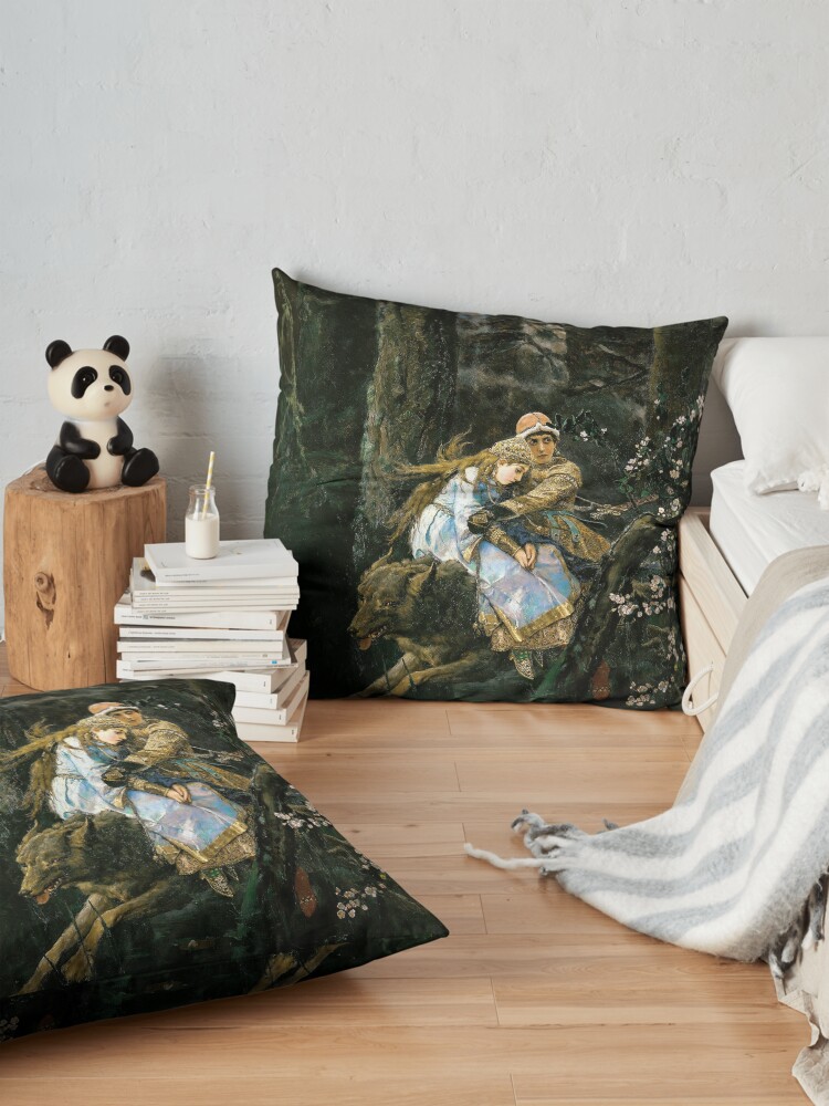 Alternate view of Ivan tsarevich riding the grey wolf Floor Pillow