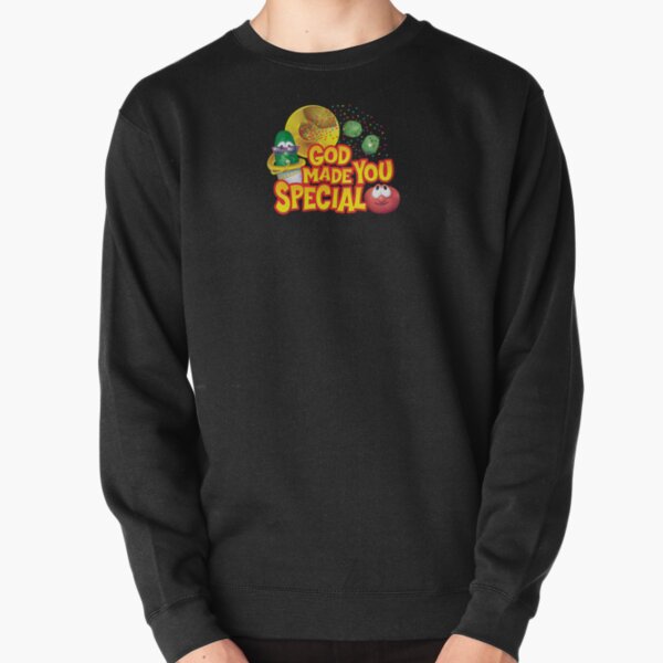 Veggie Message: God Made You Special! Black Background Pullover Sweatshirt