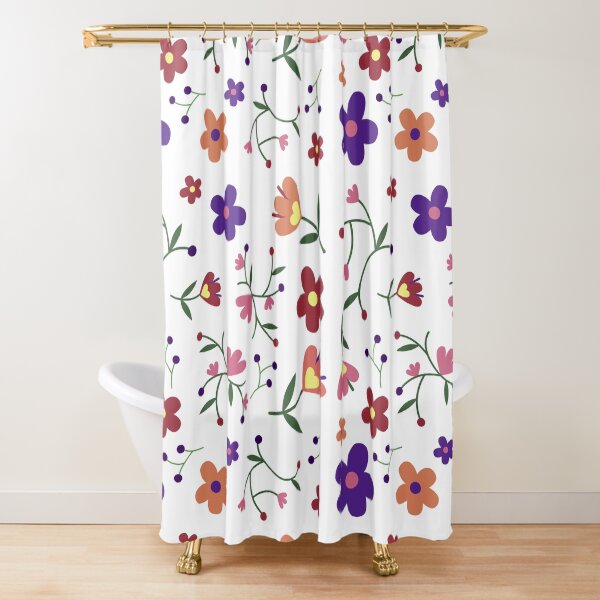 Flower Printed Shower Curtain