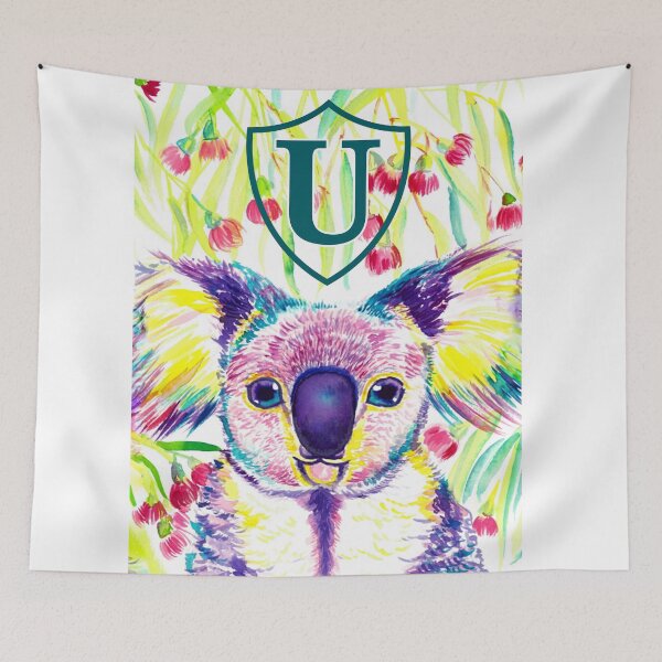 Item preview, Letter U Personalized Rainbow koala in blooming eucalyptus tree designed and sold by orangerinka.