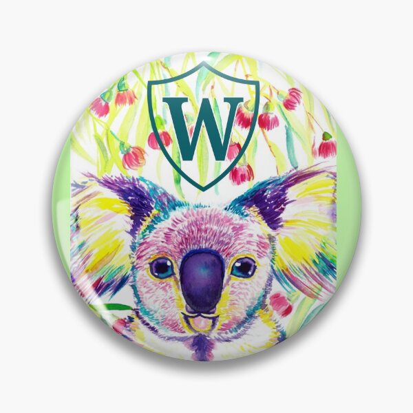 Item preview, Letter W Personalized Rainbow koala in blooming eucalyptus tree designed and sold by orangerinka.