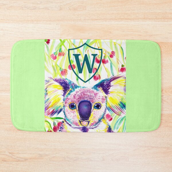 Item preview, Letter W Personalized Rainbow koala in blooming eucalyptus tree designed and sold by orangerinka.