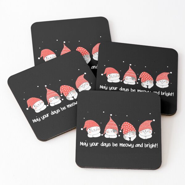 Item preview, Cute Cats gnome hats Christmas, Cat lover Xmas, may your days be meowy and bright designed and sold by ZEDPrintables.