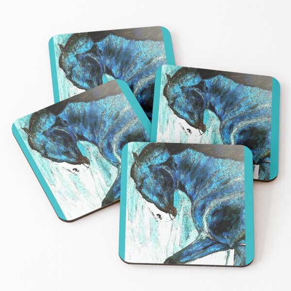 Item preview, Blue horse portrait painting designed and sold by horseaddicted.