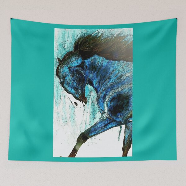 Item preview, Blue horse portrait painting designed and sold by horseaddicted.