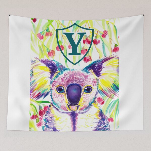 Item preview, Letter Y Personalized Rainbow koala in blooming eucalyptus tree designed and sold by orangerinka.