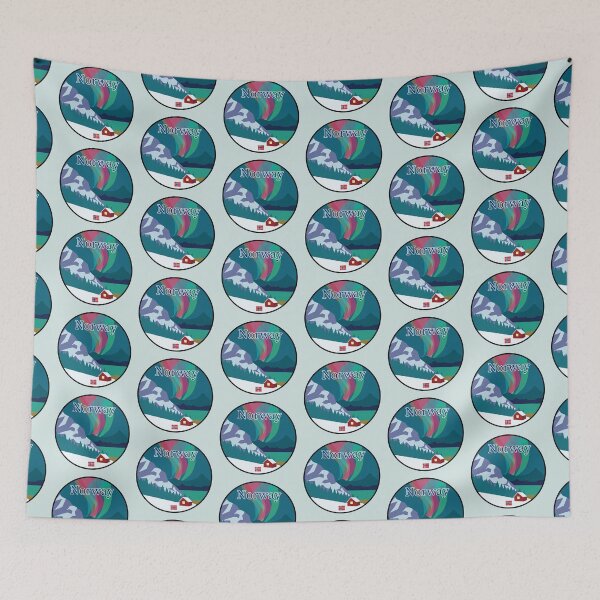 Item preview, Norway Aurora Borealis (Northern Lights) Badge designed and sold by LouiseFranksArt.