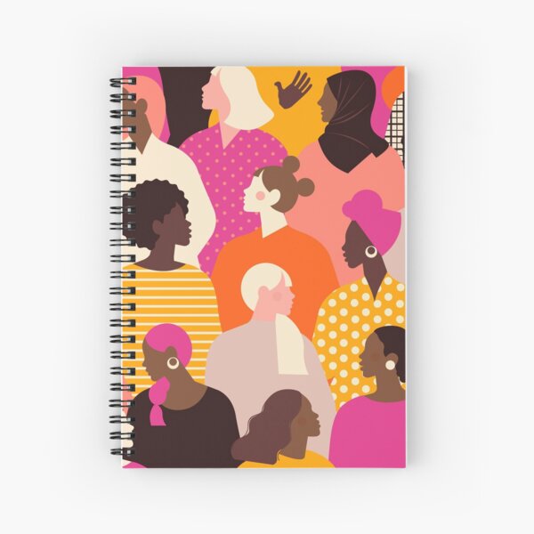 Colorful feminist pattern of women in pink tones Spiral Notebook