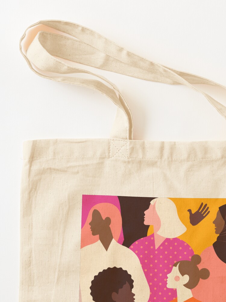 Alternate view of Colorful feminist pattern of women in pink tones Tote Bag