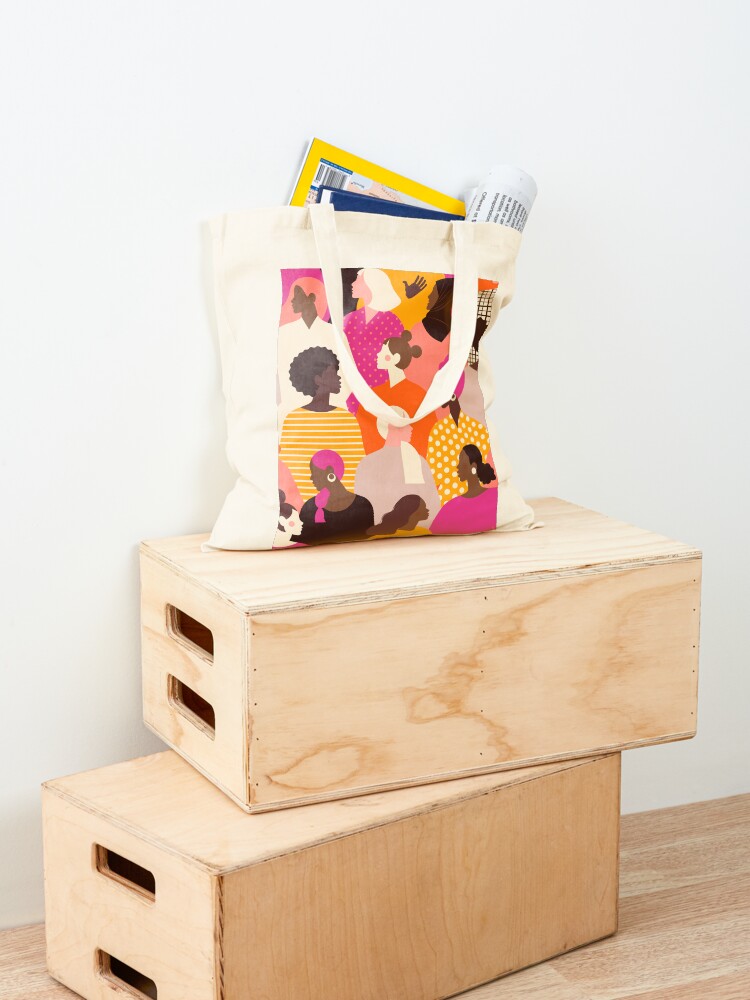 Alternate view of Colorful feminist pattern of women in pink tones Tote Bag