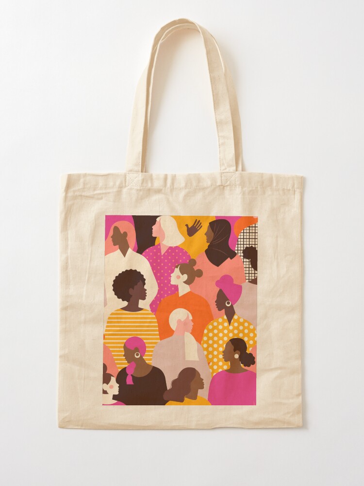 Alternate view of Colorful feminist pattern of women in pink tones Tote Bag