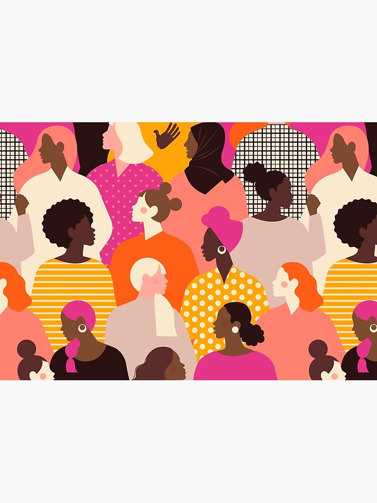 Colorful feminist pattern of women in pink tones by Kanae19