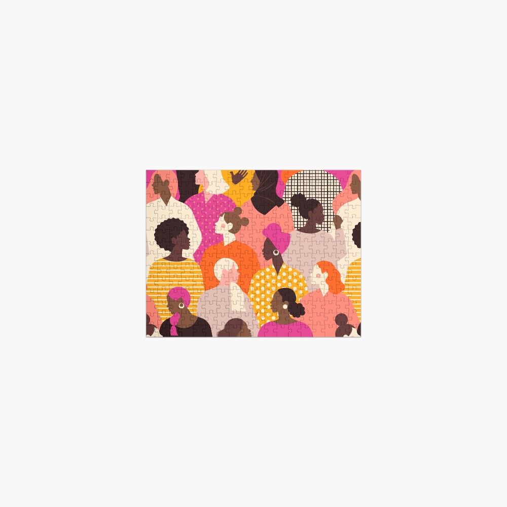 Colorful feminist pattern of women in pink tones Jigsaw Puzzle