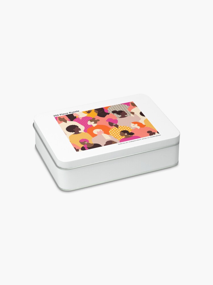 Alternate view of Colorful feminist pattern of women in pink tones Jigsaw Puzzle