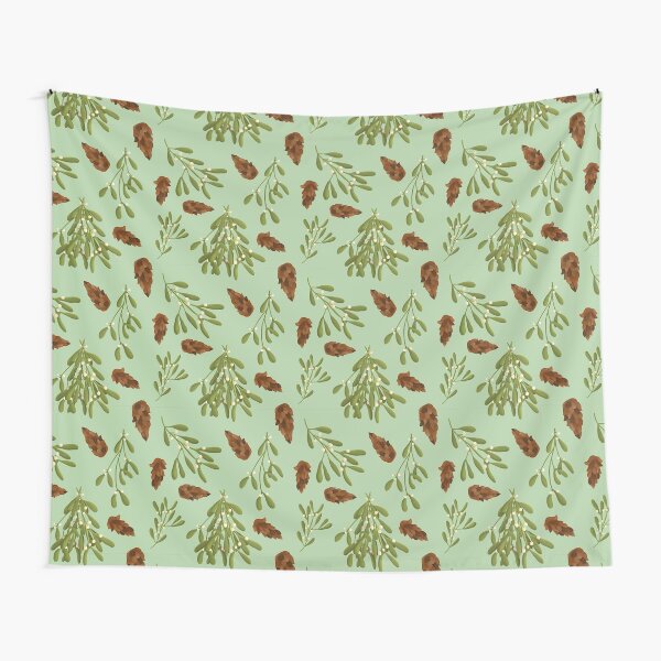 Mistletoe and Pine Cone Pattern Tapestry