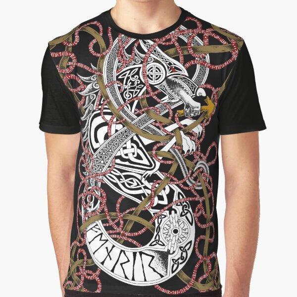 Aperçu de l'œuvre Fenrir le loup Mythologie nordique Knotwork coloré créée et vendue par MythicComicsArt.