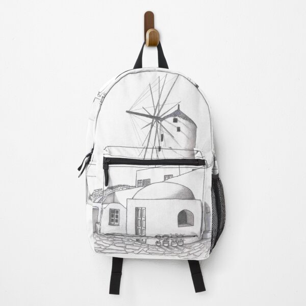 Item preview, Santorini OIA Windmill Pencil Drawing designed and sold by Yiorgos Designs.