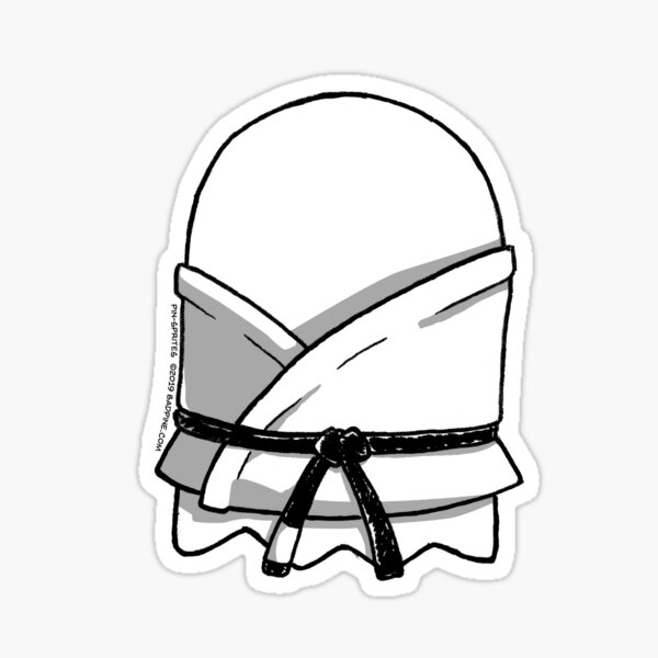 Pin-Sprites - Ghost in a Gi - Black and White/ No-Face Sticker