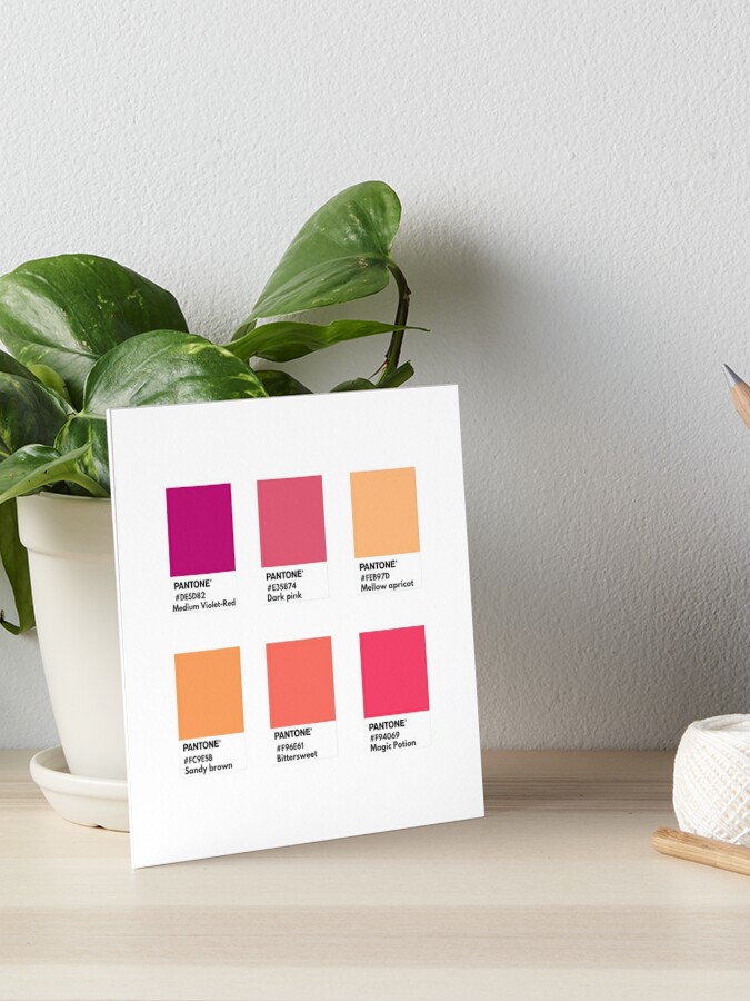 Pinkish sunset palette pantone color swatch | Art Board Print