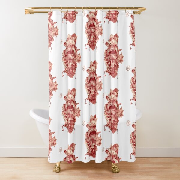 howl's moving castle in red Shower Curtain