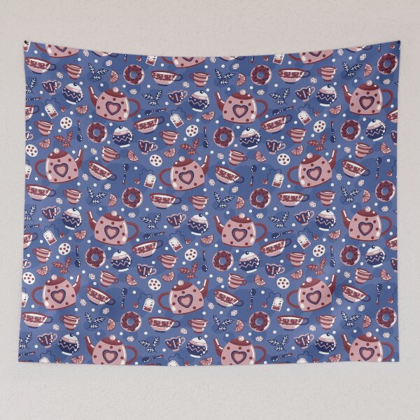 Item preview, Pink and Blue Tea Pot and Cup Pattern designed and sold by Simplulina.
