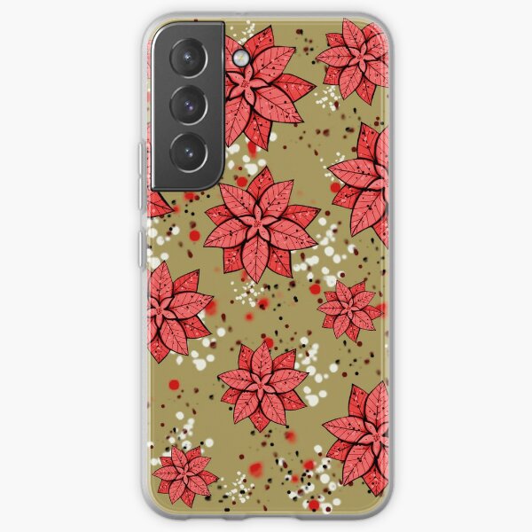 Funda de Samsung Galaxy «Estrella de Navidad roja Patrón de flor de  nochebuena Azul» de evastina | Redbubble