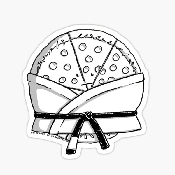 Pin-Sprites - Pizza in a Gi - Black and White/Face Sticker