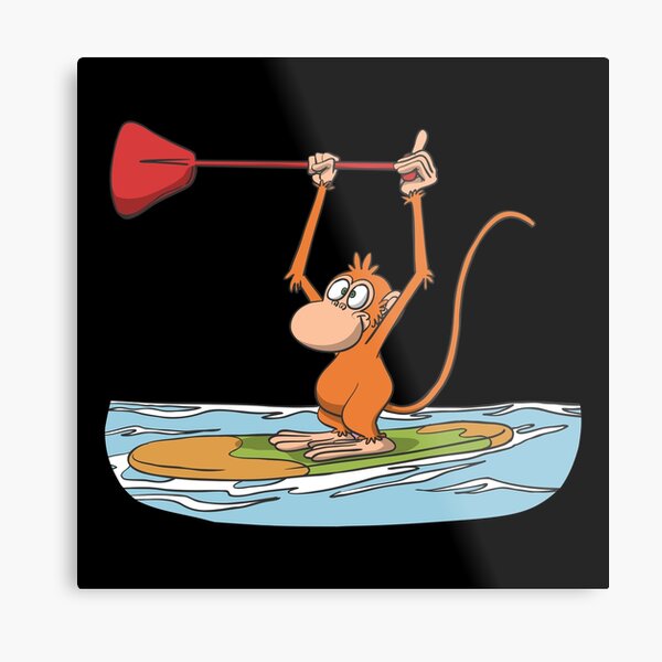 Funny monkey SUP sunset Metal Print