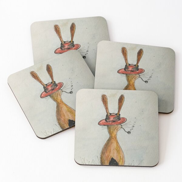 Item preview, The black-tailed hare in a red hat smoking a pipe designed and sold by CosmicFish2002.