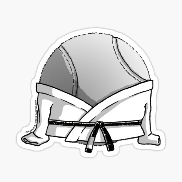Pin-Sprites - Tennis Ball in a Gi - Black and White/ No-Face Sticker