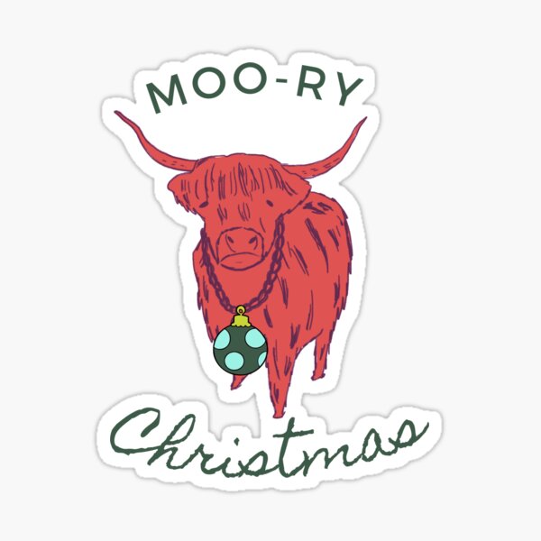 Moo-ry Christmas Sticker