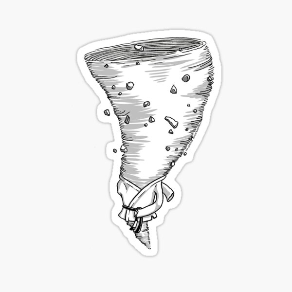 Pin-Sprites - Tornado in a Gi - Black and White/ No-Face Sticker