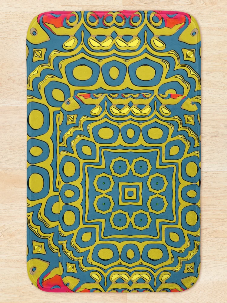 Thumbnail 5 of 6, Bath Mat, Colorful Aztec inspired Pattern designed and sold by BubbleCrumbs.