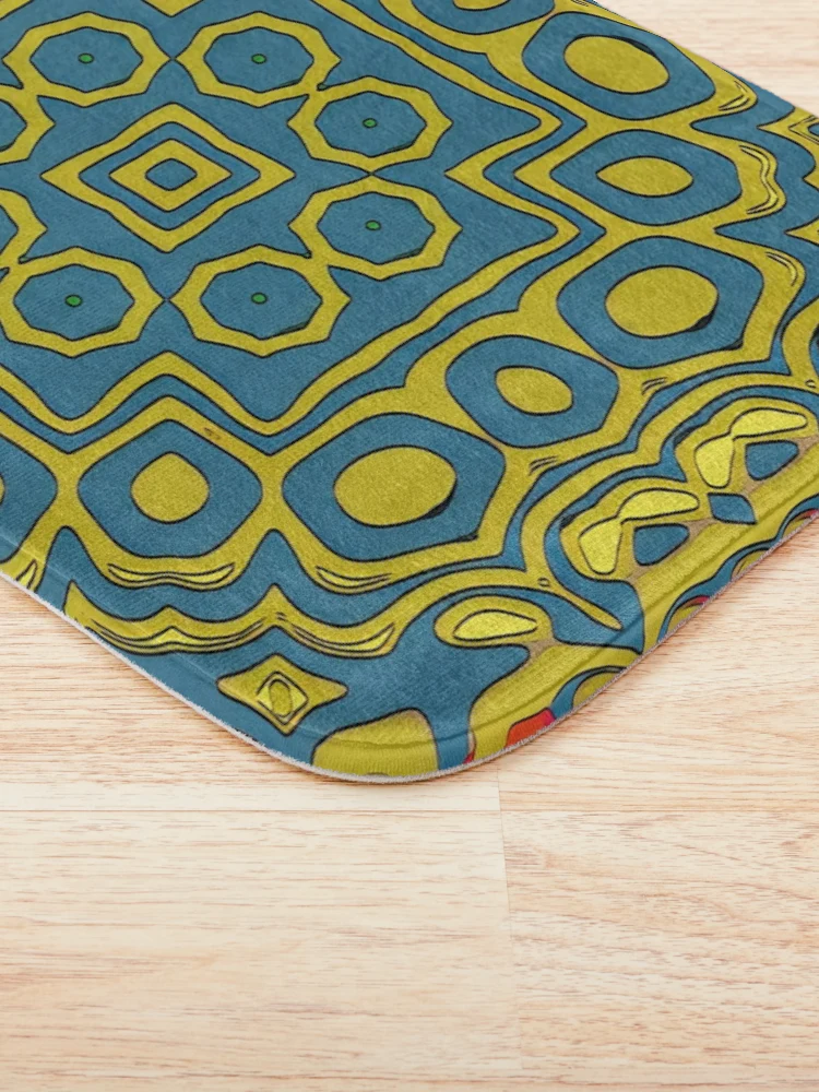 Thumbnail 3 of 6, Bath Mat, Colorful Aztec inspired Pattern designed and sold by BubbleCrumbs.