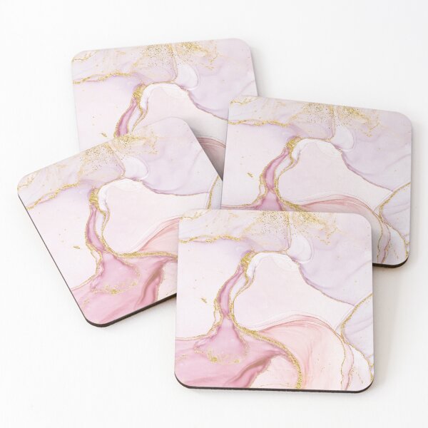 Item preview, Blush Pink Liquid Alcohol Ink Gold Glitter Metal  Veines designed and sold by MysticMarble.