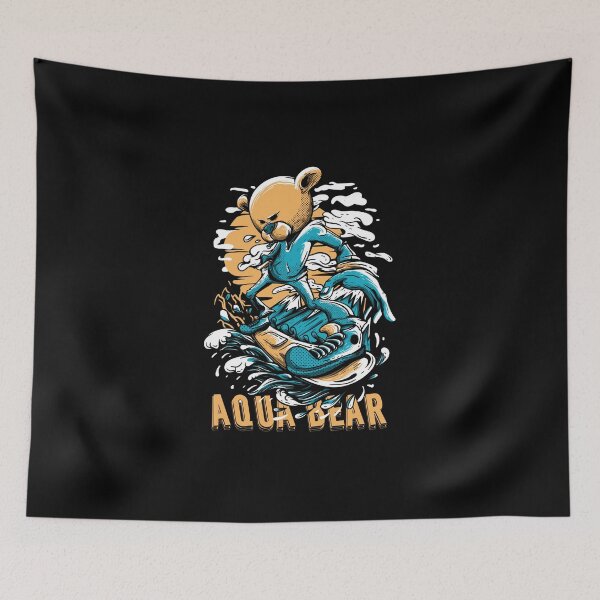 Item preview, Aqua Bear on a board surfing like crazy! Amazing surf drawing designed and sold by Zwembad Vergelijker.