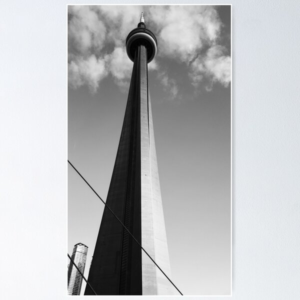 CN Tower Iconic Toronto Black & White Art Print With Mat, 11x14 in or 8x10  In. -  Canada