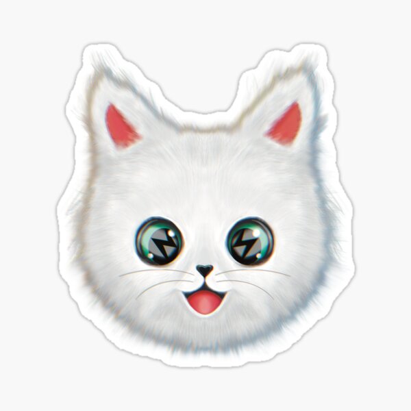 Kawai cute fluffy cat with lightning Sticker