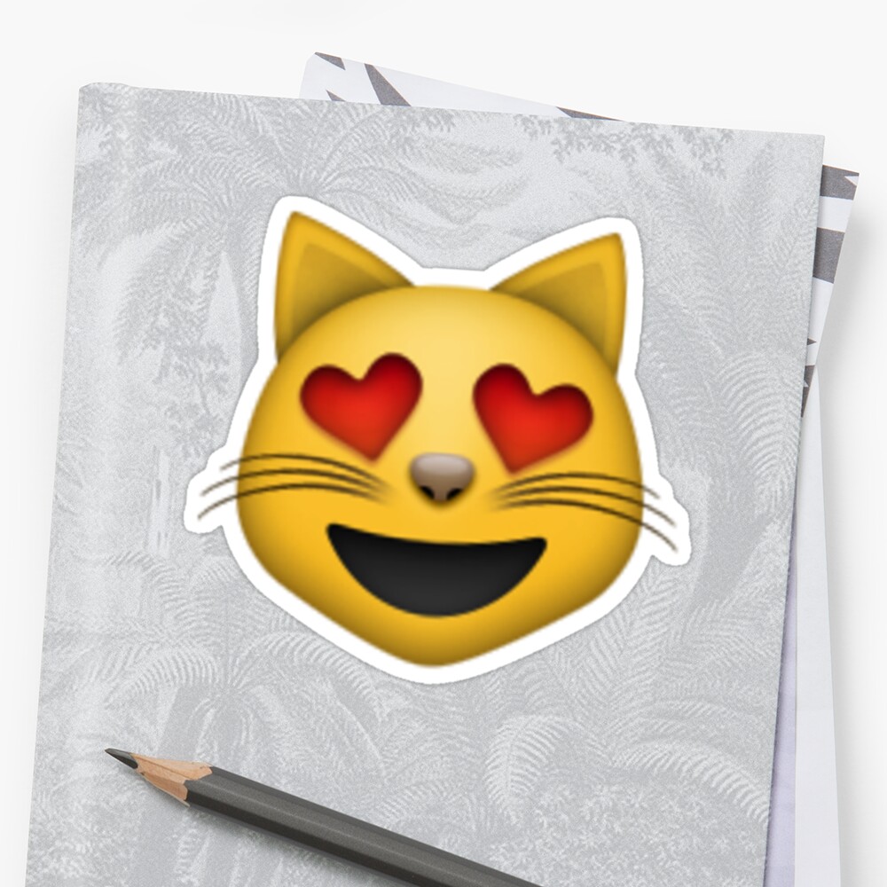 "Heart Eyes Cat Emoji" Sticker by nojams | Redbubble