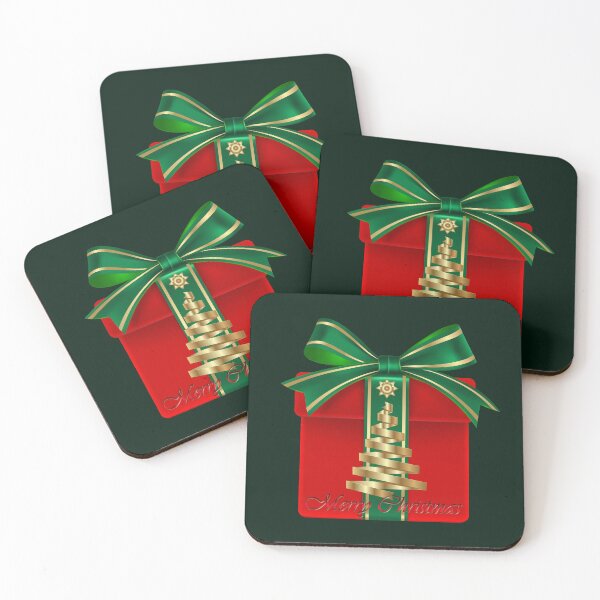Item preview, Merry Christmas Gift & Tree - Dark Green Background designed and sold by PawsitiveMum.