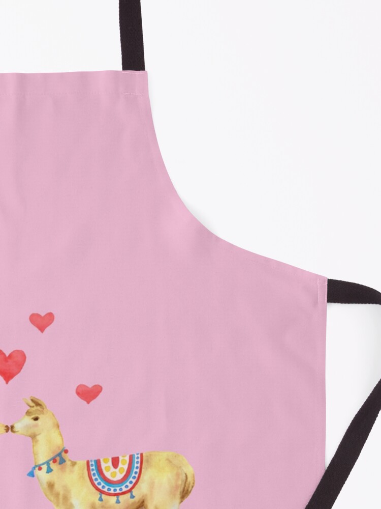 Alternate view of Llamas in llove 1 Apron