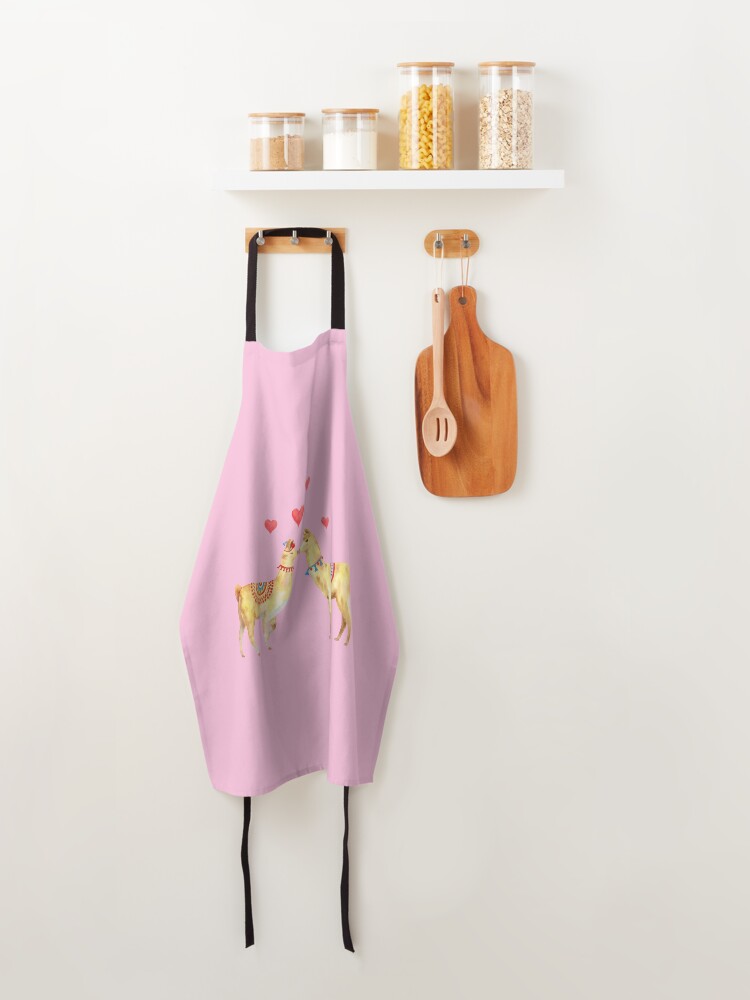 Alternate view of Llamas in llove 1 Apron